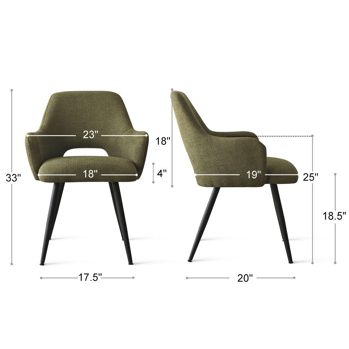 23" Wide Upholstered Dining Arm chairs (Set of 2)